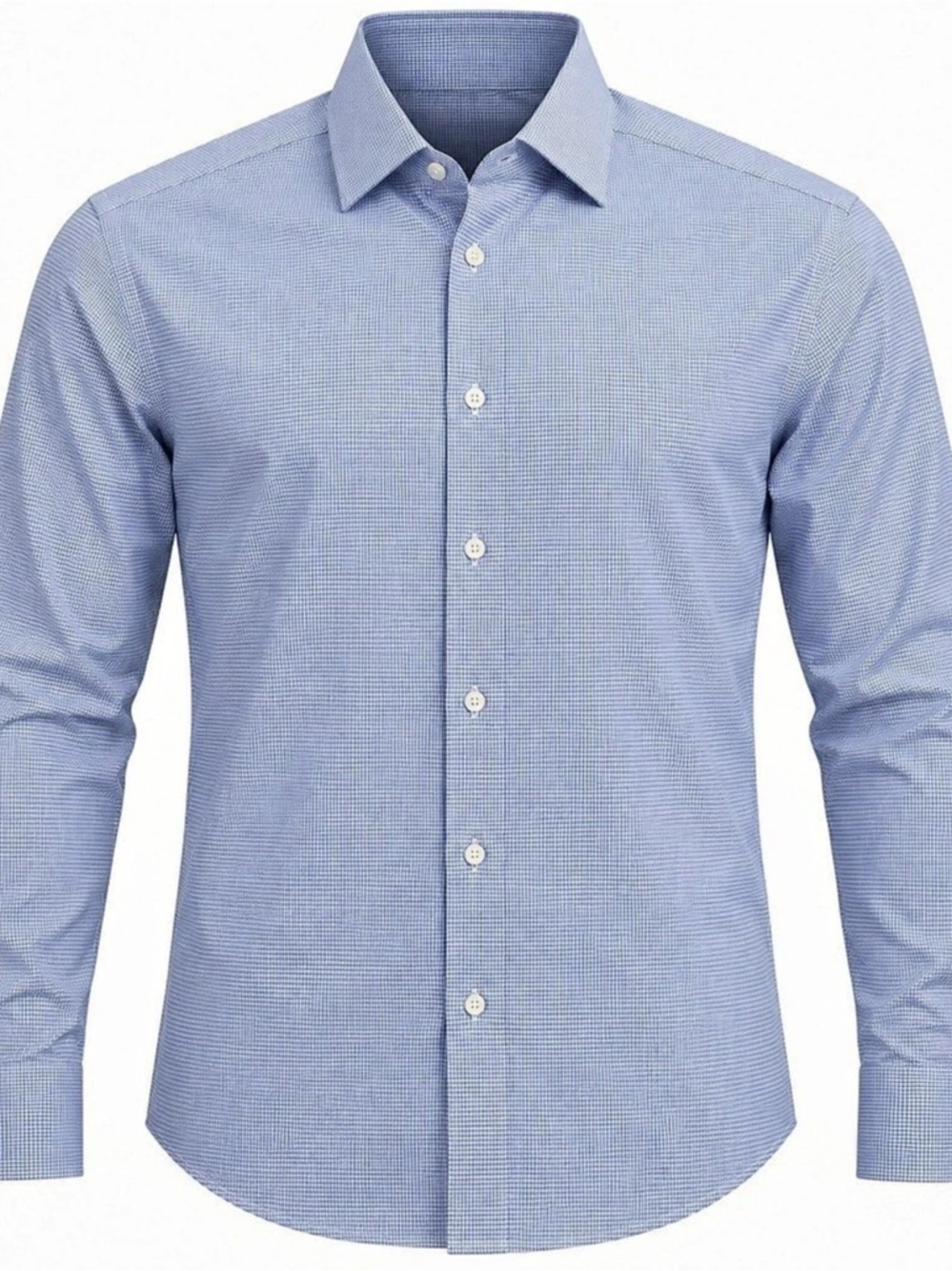 State & Liberty Mens L Blue Micro Check Athletic Fit Stretch Dress Shirt NWT